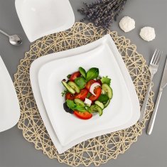 UNBRANDED Desertni krožnik iz belega porcelana - sodoben dizajn, primeren za pomivanje v pomivalnem stroju 