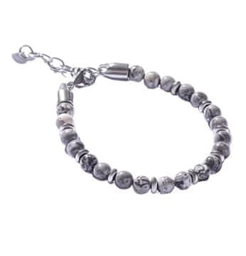 Marc Malone Moška zapestnica iz perlic s sivim jaspisom MCGB5007