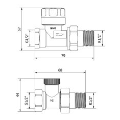 IFS Termostatski ravni ventil 1/2"| Črn | Mexen