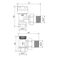 IFS Termostatski kotni ventil 1/2″| Črn | Mexen