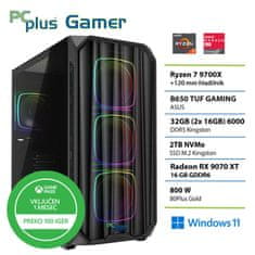PCplus Gamer Ryzen 7 9700X 32GB 2TB SSD RX 9070XT Windows 11 Home + Xbox GP gaming namizni računalnik