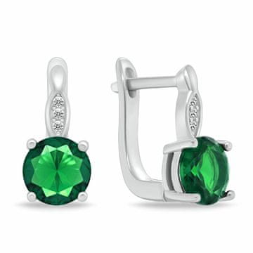Brilio Silver Luksuzni srebrni uhani z zelenimi cirkoni EA548WG