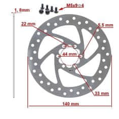 Mobystyle Zavorni disk za električni skiro 140mm 6H