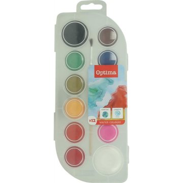 VSE ZA ŠOLO Barvice vodene optima + čopič 1/12 pvc