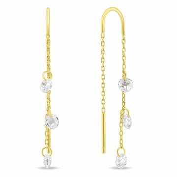 Brilio Silver Pozlačeni verižni uhani s cirkoni EA895Y