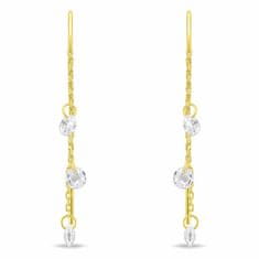 Brilio Silver Pozlačeni verižni uhani s cirkoni EA895Y