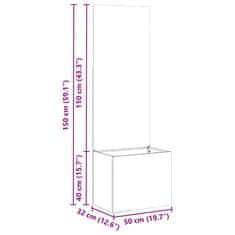 Vidaxl Vrtno korito z dekorativno ploščo Bela 50 x 140 cm Mnogi jeklo