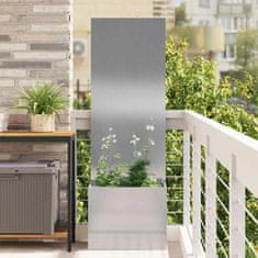 Vidaxl Vrtno korito z dekorativno ploščo Srebrna 50 x 140 cm