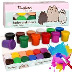Pusheen Pusheen Plakatne barve za slikanje, plakatne barve za šolo 12 BARV 20ml v kozarcih 