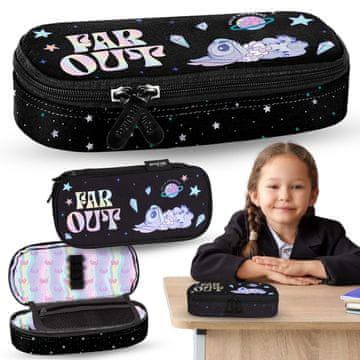 Disney DISNEY Stitch Črn PREDALČNI šolski svinčnik, ovalna torbica za dekleta 5x22x10cm