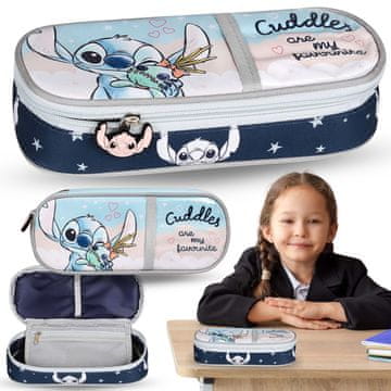 Disney DISNEY Stitch PREDALCI šolska torbica za svinčnike, ojačan OVALNA vrečka za deklice 6x22x10cm