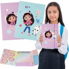 DreamWorks Gabby’s Dollhouse LAMINIRANA šolska mapa A4 z elastičnim trakom, UČNI PRIPOMOČKI: ura STARPAK
