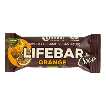 Lifefood Lifebar ploščica pomaranča v čokoladi BIO, 40 g CZ-BIO-001 certifikat