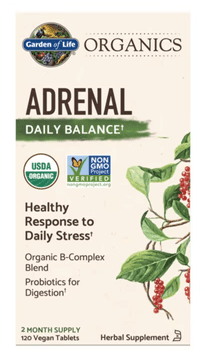 Garden of Life Garden of Life Organics Adrenal Daily Balance, čustveno udobje, 120 zeliščnih tablet