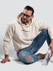 BrainMax Moški pulover s kapuco BrainMax, krem