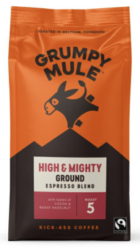 Grumpy Mule High & Mighty Ground Coffee, 100% Arabica, mleta kava, BIO, 200 g