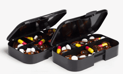 SmartShake Pill Box Organizer, set dveh škatlic za tablete, črne barve