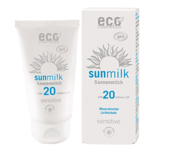 Eco Cosmetics Sun Milk Sensitive, mleko za sončenje SPF 20, BIO, 75 ml