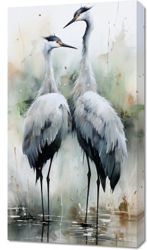 Slika 50 × 90 cm – plešoče čaplje.