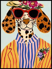 Plakat 60 × 80 cm – portret živali | pes z očali | pop art.