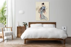 Slika 40 × 60 cm – gejša, Katsushika Hokusai, japonski vintage za dnevno sobo.