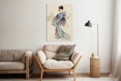 Slika 40 × 60 cm – gejša, Katsushika Hokusai, japonski vintage za dnevno sobo.