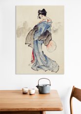 Slika 40 × 60 cm – gejša, Katsushika Hokusai, japonski vintage za dnevno sobo.