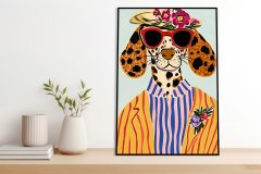 Plakat 60 × 80 cm – portret živali | pes z očali | pop art.