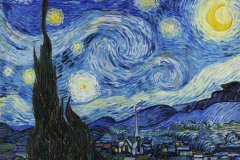 Plakat 60 × 40 cm – Zvezdna noč, Van Gogh, vintage za dnevno sobo.