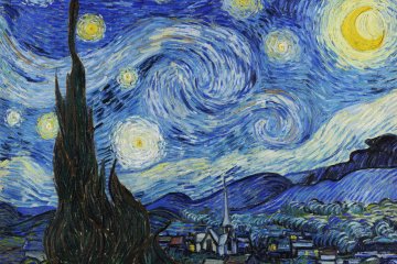 Plakat 60 × 40 cm – Zvezdna noč, Van Gogh, vintage za dnevno sobo.