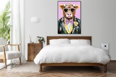 Plakat 50 × 70 cm – portret živali | krava z očali | pop art.