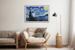 Plakat 60 × 40 cm – Zvezdna noč, Van Gogh, vintage za dnevno sobo.