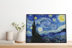 Plakat 60 × 40 cm – Zvezdna noč, Van Gogh, vintage za dnevno sobo.