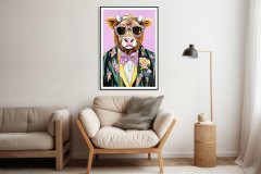 Plakat 50 × 70 cm – portret živali | krava z očali | pop art.