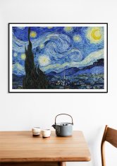 Plakat 60 × 40 cm – Zvezdna noč, Van Gogh, vintage za dnevno sobo.