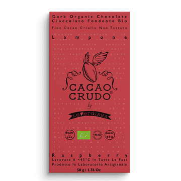 Cacao Crudo Raw Temna čokolada z malinami, BIO, 50 g