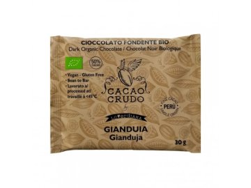 Cacao Crudo Raw Temna čokolada Gianduja, BIO, 30 g