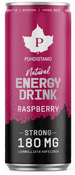 Puhdistamo Natural Energy Drink Raspberry Strong, Energijska pijača, Malina, 330 ml