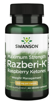 Swanson Maximum Strength Razberi-K, Malinovi ketoni, 500 mg, 60 vegetarijanskih kapsul