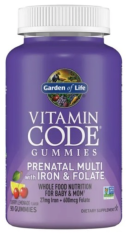 Garden of Life Garden of Life Vitamin Code Prenatal z železom in folatom, multivitamin z železom in folno kislino, podpora nosečnosti, 90 gumijev