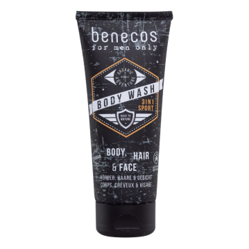 Benecos Gel za tuširanje za moške 3 v 1 Sport, BIO, 250 ml