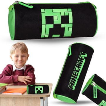 sarcia.eu Minecraft Creeper Črno-zelena deška šolska torbica za svinčnike, TUBA, torbica za šolske potrebščine 22x8x8cm