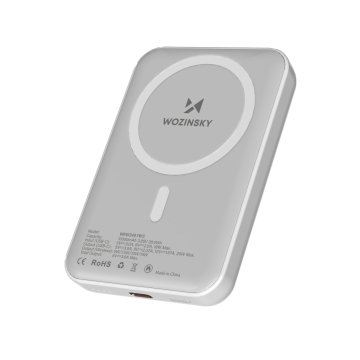 WOZINSKY Magnetni powerbank 10000 mAh z USB-C kablom 25 cm - bel