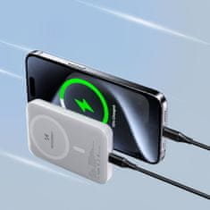 WOZINSKY Magnetni powerbank 10000 mAh z USB-C kablom 25 cm - bel