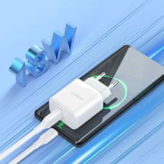 DUDAO USB-A 18 W omrežni polnilnik s kablom za iPhone USB-A – Lightning, bel