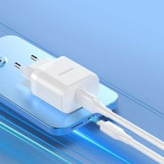 DUDAO USB-A 18 W omrežni polnilnik s kablom za iPhone USB-A – Lightning, bel