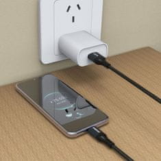 DUDAO Kabel z opletom L3ST USB-A - USB-C 5A 1,2 m - črn