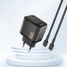 DUDAO Mrežni polnilnik A28 GaN USB-C 45 W – črn