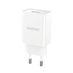 DUDAO USB-A 2.1A omrežni polnilnik + kabel USB-A - microUSB - bel