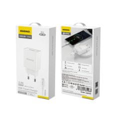 DUDAO USB-A 2.1A omrežni polnilnik + kabel USB-A - microUSB - bel